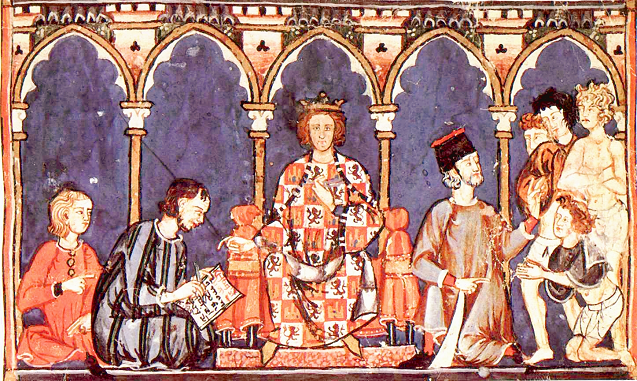 Alphonse X le Sage avec ses collaborateurs dans le scriptorium royal